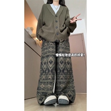 有货vintage复古毛呢裤男重磅卫裤民族风设计感休闲裤LA7244-P50，男装休闲裤，星座1008
