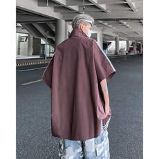 2024夏季新款港风日系复古宽松版条纹翻领短袖衬衫男潮ZC727-P40，男装衬衫，星座313A(原308A-2)