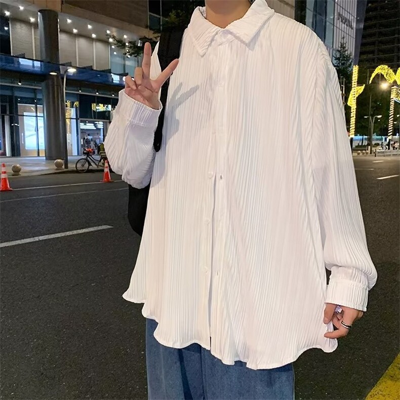 长袖衬衫男港风日系韩版压褶长袖衬衫HC89P33,男装衬衫,星座1116-2