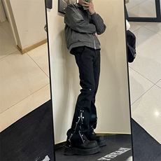 <自拍图>欧美高街时尚风裤子男小众设计感微喇BK121-P65，男装休闲裤，星座1109-4