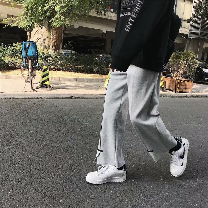 春夏灰色运动裤子男韩版潮流宽松九分直筒裤阔腿长裤休闲卫裤,男装休闲裤,星座601-1