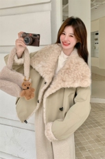 8888白鸭绒加厚毛毛羽绒服女保暖卡其色羊羔毛领翻领p325k528，女装羽绒服，2D143