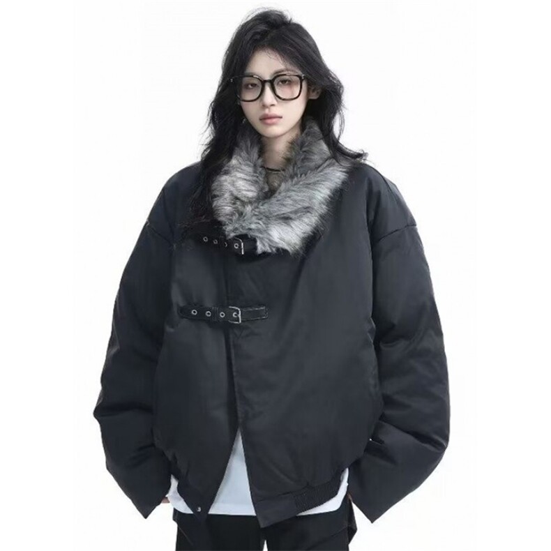 小众大毛领机能冲锋衣夹克棉服ins保暖棉衣外套 M6030图片