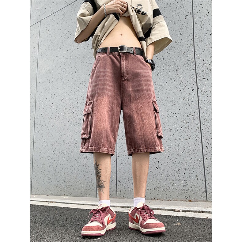 B221美式ins高街小众夏季重工艺工装牛仔短裤LK24177-P60控78,男装牛仔裤,电商B221