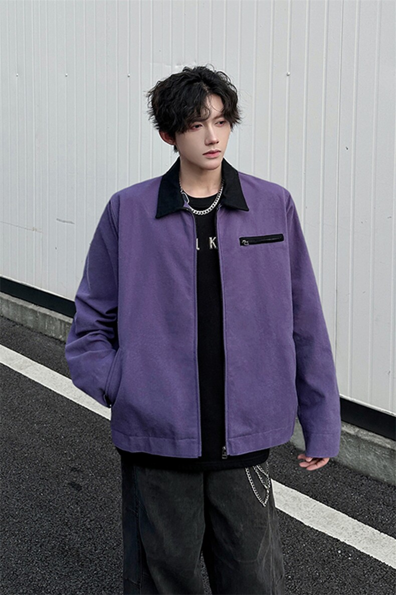 8XL-M春季水洗帆布短款夹克男生vintage美式复古工装外套JK003P98,男装夹克,电商B312