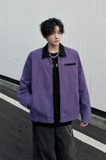8XL-M春季水洗帆布短款夹克男生vintage美式复古工装外套JK003P98，男装夹克，电商B312