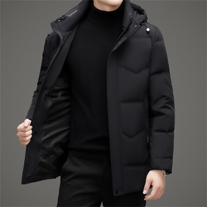 冬季白鸭绒羽绒服男商务脱卸帽时尚加厚保暖抗寒外套男百搭新款图片