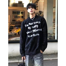 濮院毛衣马海毛英文字母标语慵懒风软糯秋冬针织衫打底衫HH66P70，男装针织衫/毛衣，电商D256-1(原A064-1)