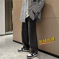 现货新款直筒牛仔裤秋冬加绒加厚S-3XL港风男休闲K1810-加绒P45，男装牛仔裤，星座512-2