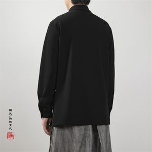 春夏新款风立领改良风男士唐装衬衫X02P80图片