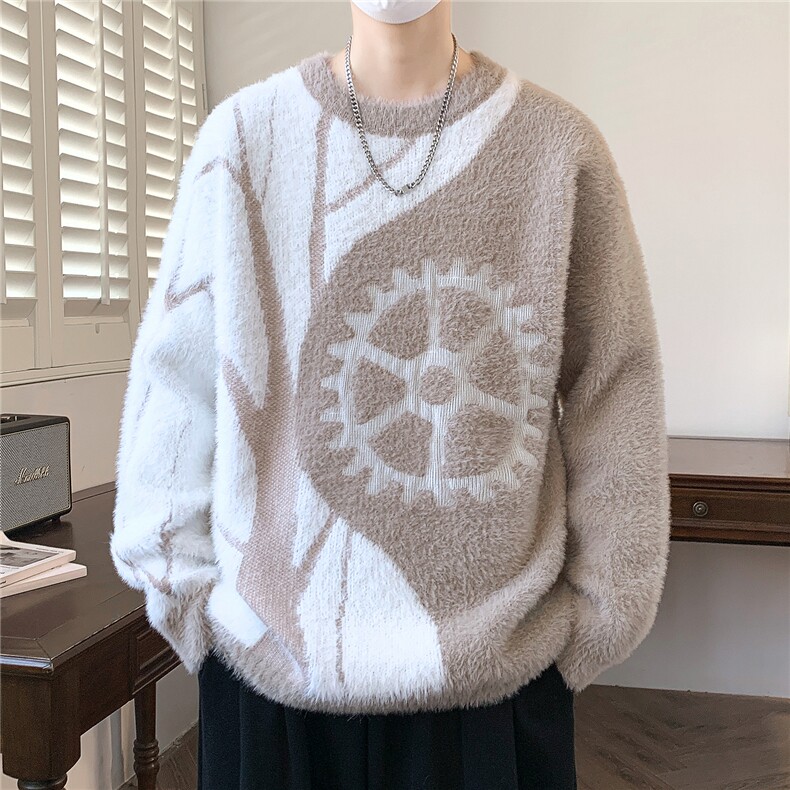 秋冬新款青少年时尚圆领扩版休闲针织衫毛衣男1018-1-M616-P45,男装针织衫/毛衣,星座1018-1​