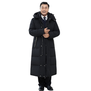 大货主推男装中老年羽绒服过膝长款爸爸装大码羽绒外套大衣图片