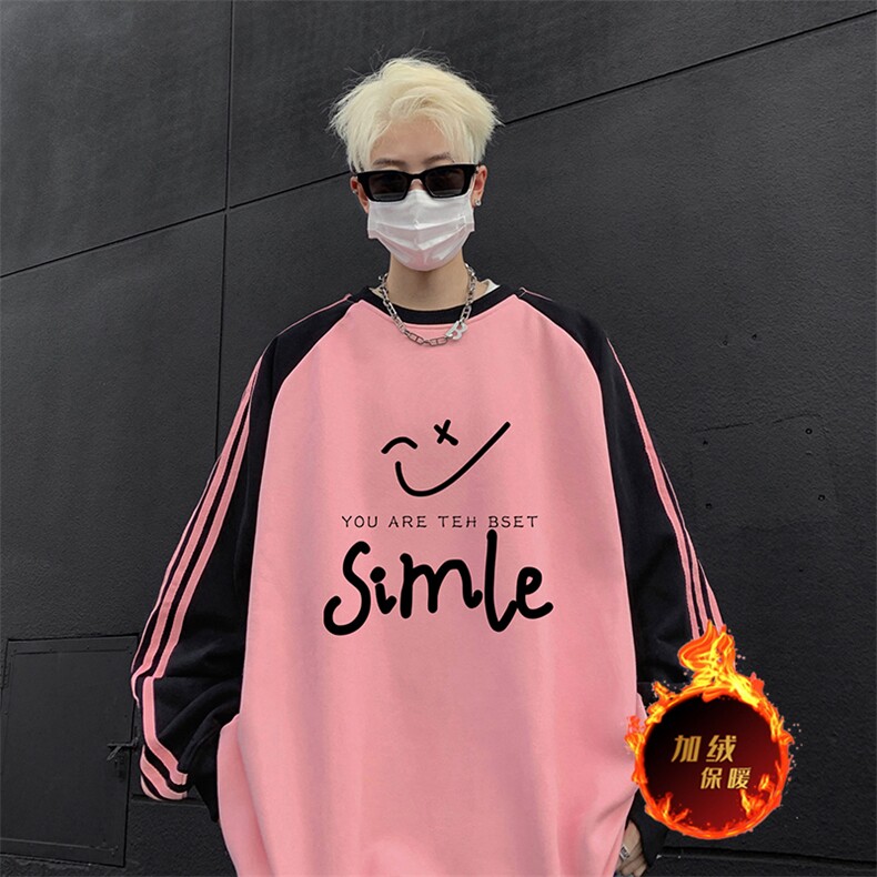 抖音得物供货提供视频秋冬重磅美式宽松织带圆领卫衣07158,男装卫衣,电商A486