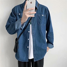 牛仔衬衫男长袖韩版潮流百搭休闲寸衣春秋季衬衣外套CS1100-p45，男装衬衫，星座1008