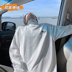痞帅高街腊肠狗刺绣双面德绒高领大码长袖T恤男T24501-特P21控39，男装T恤，电商A001