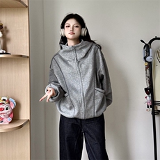 抖音得物高品质秋冬美式高街重磅结构辑明线纹理连帽卫衣外套W111，男装卫衣，电商A486