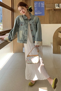 新中式刺绣牛仔外套吊带裙套装女2024春秋新款设计感连衣裙两件套图片