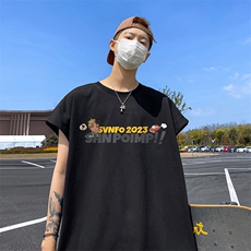 直播品质重磅纯棉220克美式印花宽松背心男女无袖t恤潮BX233P25，男装T恤，电商A486