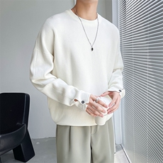 盗图设计感ins肌理感小众心机毛衣百搭纯色线衣M25/P70降！，男装针织衫/毛衣，电商A243