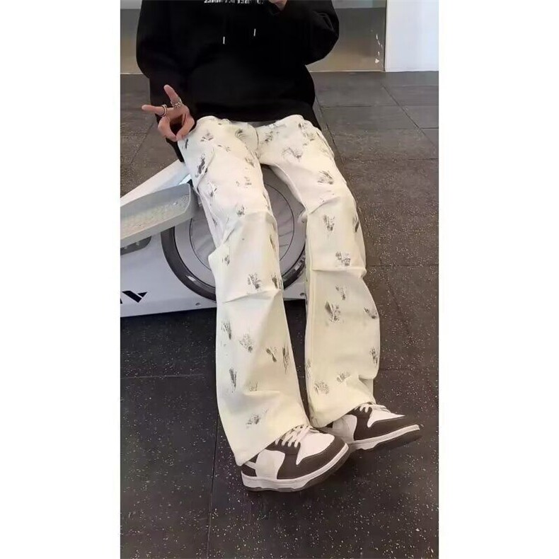 泼墨设计感工装牛仔裤男美式cleanfit松弛感直筒阔腿裤L83388-p50,男装牛仔裤,星座1008