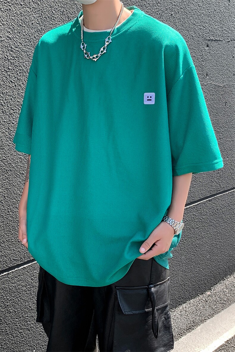 8XL-M重磅！特大码T潮牌上衣男中性华夫格短袖T恤DX304P25控39,男装T恤,电商D206-1