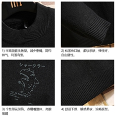 M18092-P45加绒款-P65半高领毛衣男士大码针织衫男毛线衣男线衫，男装针织衫/毛衣，电商A040A