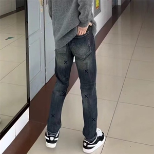 1506/Q7720/P43秋季美式休闲痞帅重磅水洗男直筒宽松百搭阔腿裤子图片
