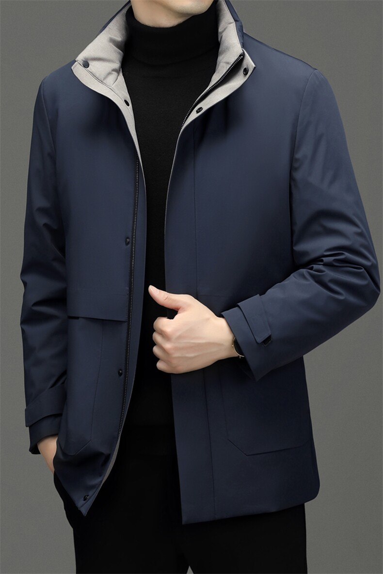 冬季新款男士鹅绒羽绒服中年爸爸装可脱卸内胆连帽上衣保暖外套,男装羽绒服,电商B212（原钱塘6029）