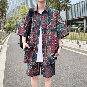 夏季海边沙滩男女同款休闲套装潮牌宽松大码XZ102B-1-TZ2560P55图片