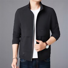 2021免烫防皱休闲中青年男士夹克衫薄外套纯色立领ASD1A19-P180图片