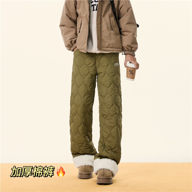 抖音品质冬季新款加厚保暖棉裤葫芦格宽松长裤B313-K877-p65控88，男装棉裤，电商B313
