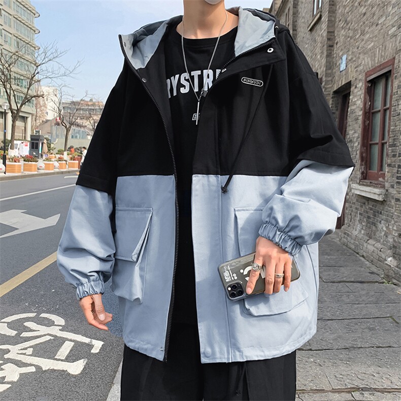 工装外套韩版潮流ins港风休闲潮牌百搭青少年拼接夹克 W1621-P55图片