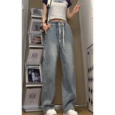 牛仔裤男直筒宽松大码抽绳美式裤子长裤K8483-P48【特价】，男装牛仔裤，电商A007