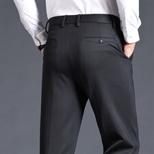 D6817秋冬新款男士弹力纯色休闲大版西裤免烫透气修身长裤P129，男装西裤，电商B360