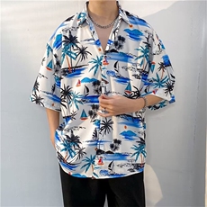 夏威夷风三亚泰短袖花衬衫男海南岛休闲沙滩服T5110-P26，男装衬衫，星座1109-3