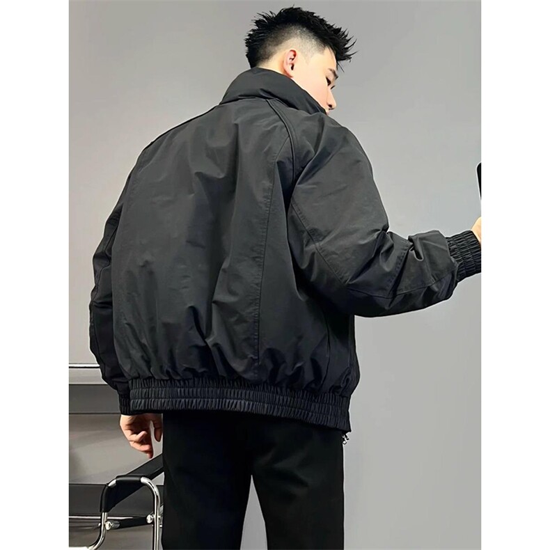 现货美式高街休闲夹克冬季三防立领纯色户外工装加厚棉服外套,男装夹克,电商A486