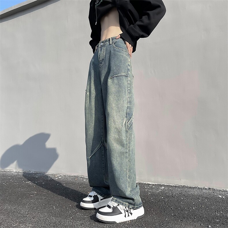 阔腿牛仔裤男款宽松直筒新款美式高街裤子夏季薄工装裤70255-p45，男装牛仔裤，星座1008