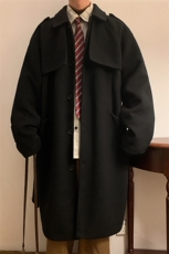 N8180/P120秋冬新款过膝中长款呢大衣宽松呢料风衣毛呢子外套，男装风衣，电商A141