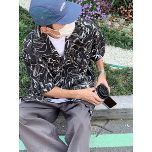 港风痞帅夏季花衬衫男女夏威夷短袖潮流宽松休闲衬衣CS8088-p35图片