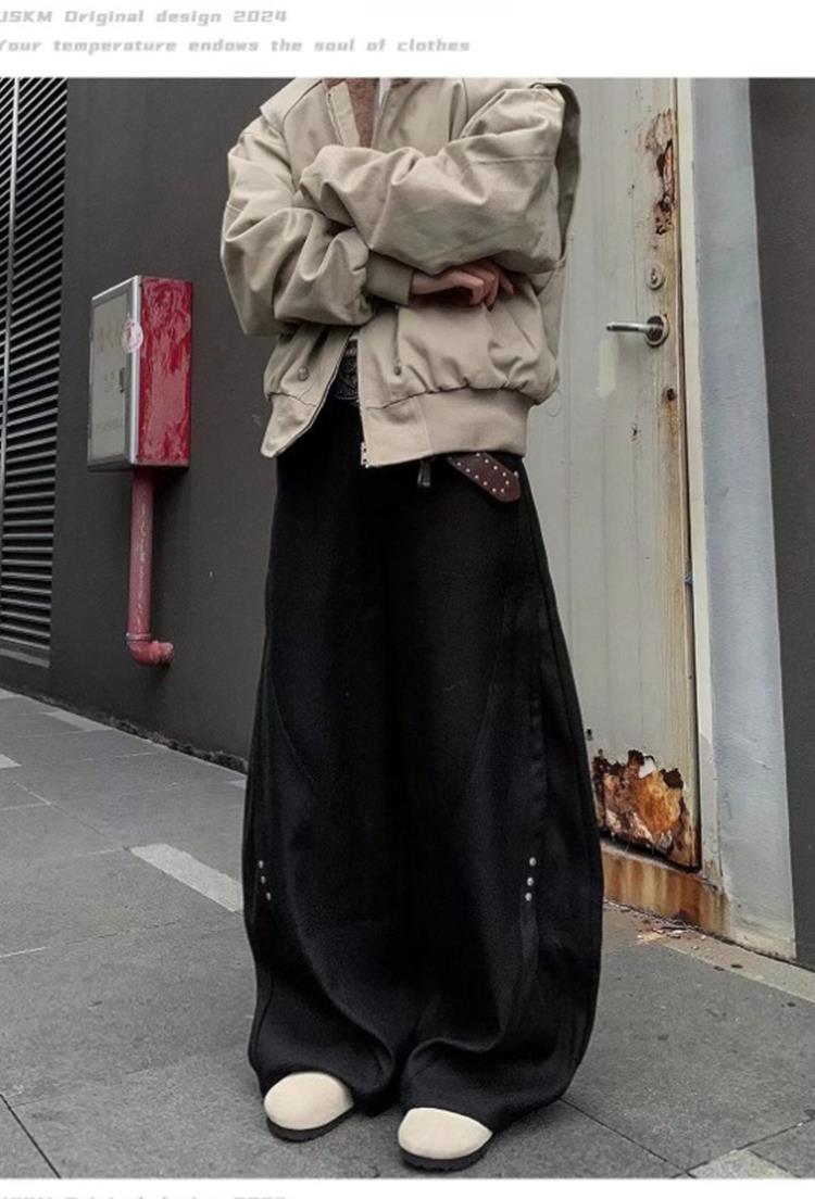 网图-K889-P6825春装重工休闲弯刀裤宽松直筒拖地裤,男装休闲裤,电商B327