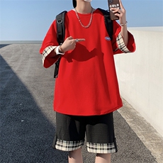 港风夏季潮牌短袖短裤套装TZ369P60，男装牛仔裤，电商A309