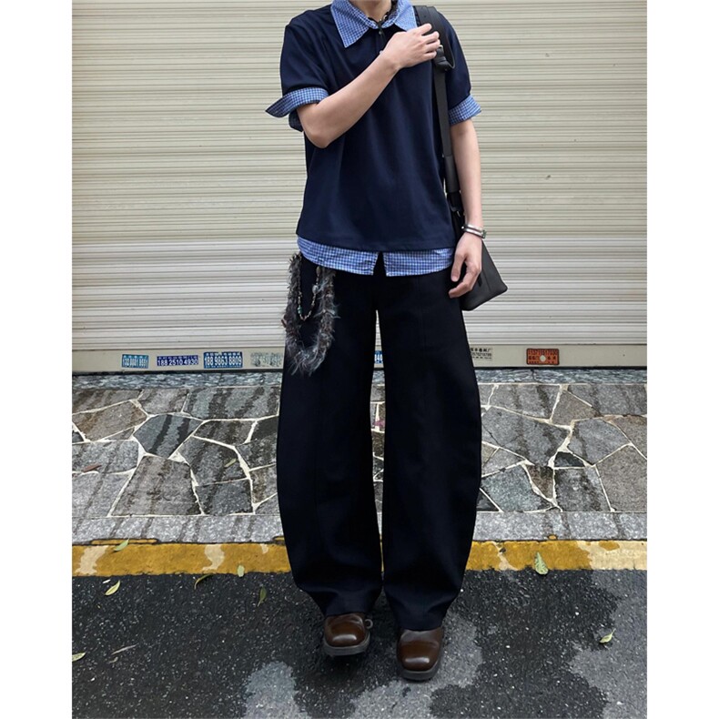 网图有货美式夏季格纹POLO领短袖衬衫男女宽松半袖上衣A598-P35,男装T恤,星座1505