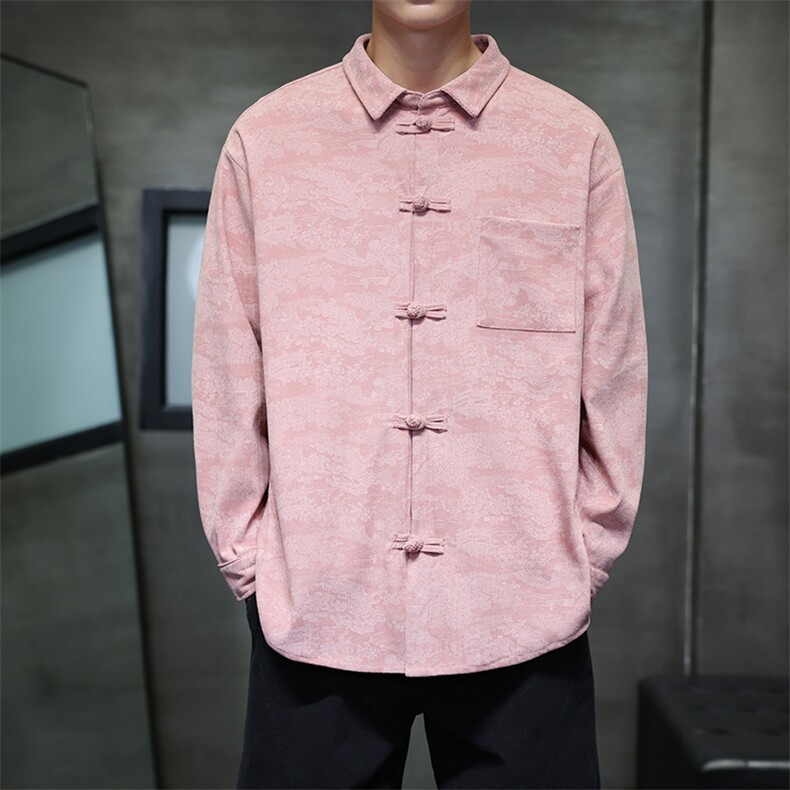 2026春装新款灯芯绒清明上河图风盘扣唐装汉服2535-P60,男装民族服装,电商A057B
