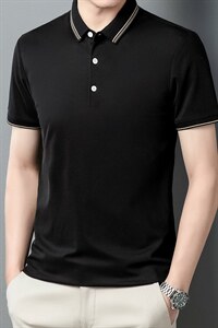 2023夏季新款t恤短袖男装简约百搭翻领修身冰感半袖polo衫图片