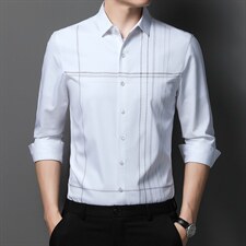 C2232男式2023秋季新款长袖竹纤维纯色衬衫修身免烫衬衣P66,男装衬衫,电商B360