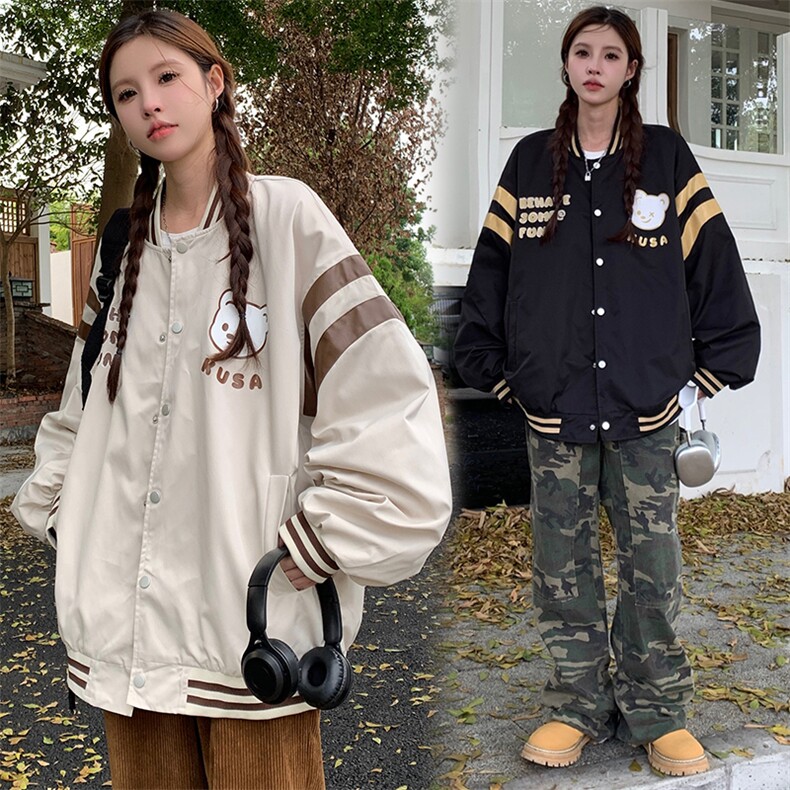 街头棒球服外套女秋休闲夹克美式风学生chic短上衣C364-80图片