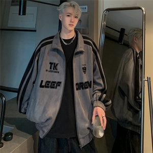 秋季鹿皮绒美式夹克外套男痞帅潮牌复古情侣棒球服JK109-P78图片