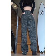 wassupcandy美式高街牛仔裤子男春秋季迷彩工装裤潮牌宽松休闲裤，男装休闲裤，电商A337
