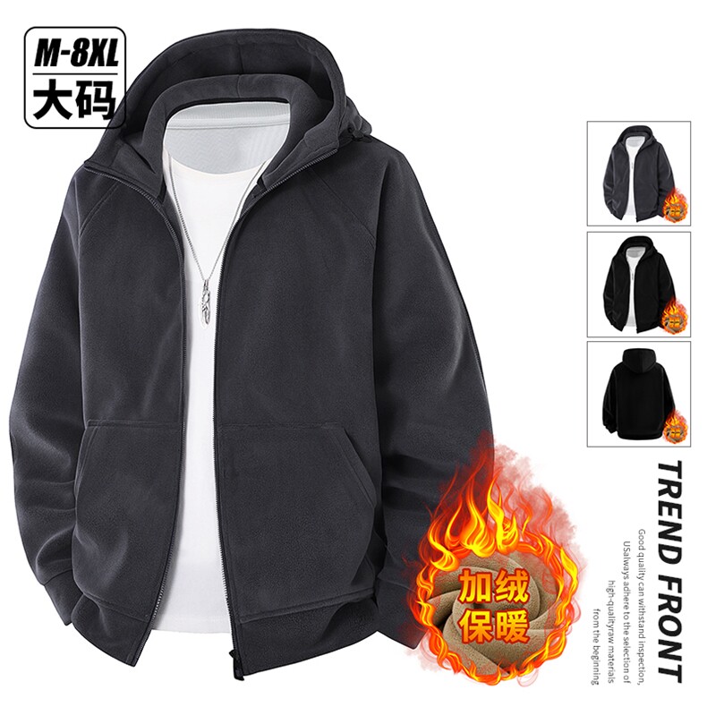 9509小码P52大码P62重磅奥粒绒复合连帽开衫加绒卫衣-99,男装卫衣,星座1107-1