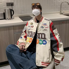 美式复古ins情侣夹克上衣2023春秋季拼接棒球服外套男W5621-P70，男装夹克，星座512-2